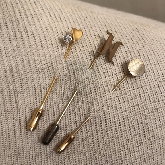 Vintage Stick Pins “N” Initial, Double Heart & Circle - Ying & Yang Symbol? - Picture 11 of 12